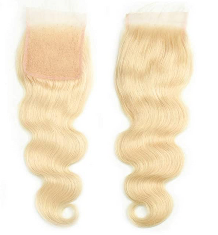 4x4 Brazilian Platinum Blonde  Straight and Body Wave Closures