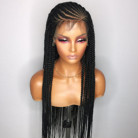 Middle Part African American Braided Lace Front Wig Long Black Box Braid  Wig Heat Resistant Brown/Blonde/Red Synthetic Braiding Hair Aliexpress Wigs  On Sale From Newfantasyhair, $42.97 | DHgate.Com
